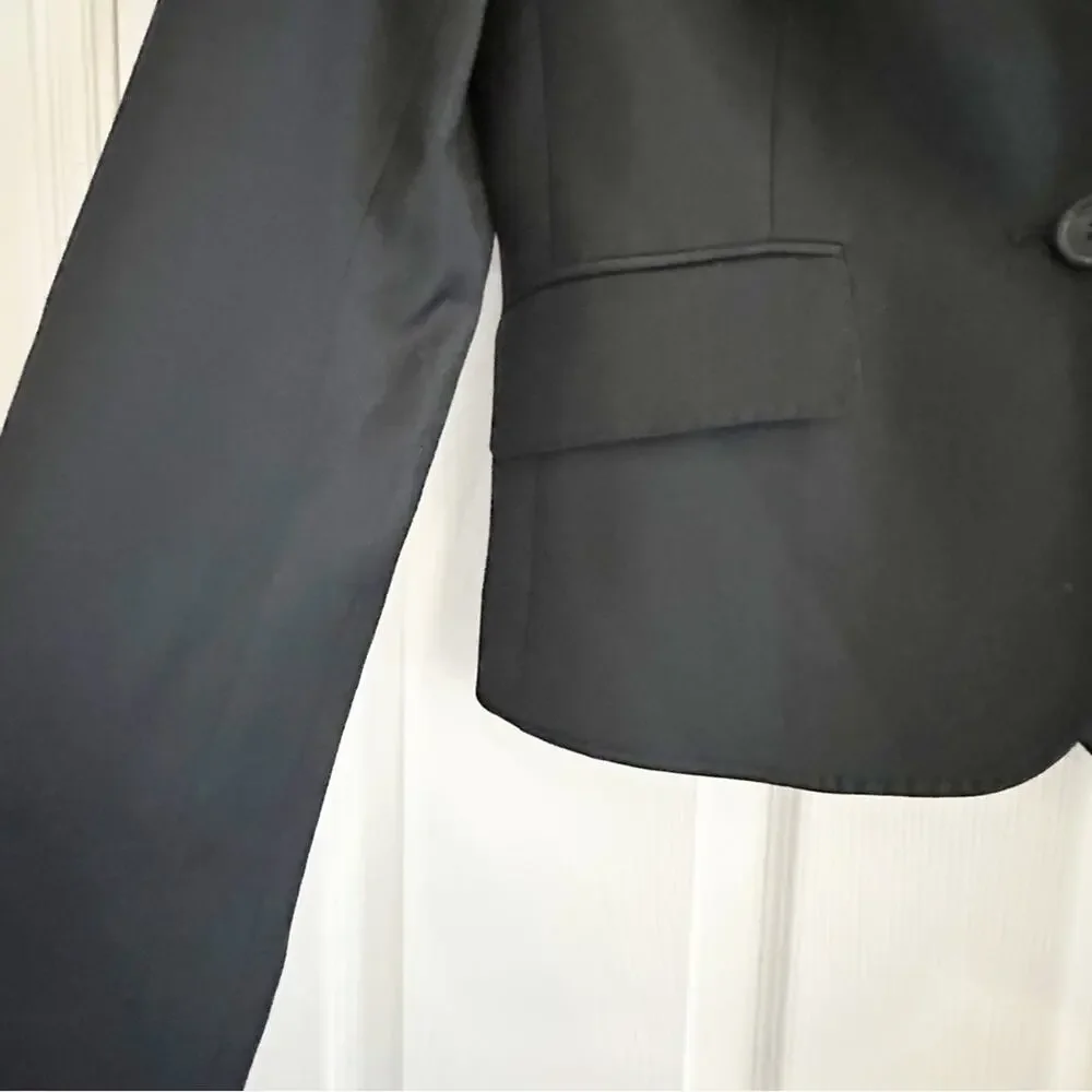 J Crew 100% Wool Solid Navy Blue Blazer Classic Retro Blue Label Size 4 Preppy